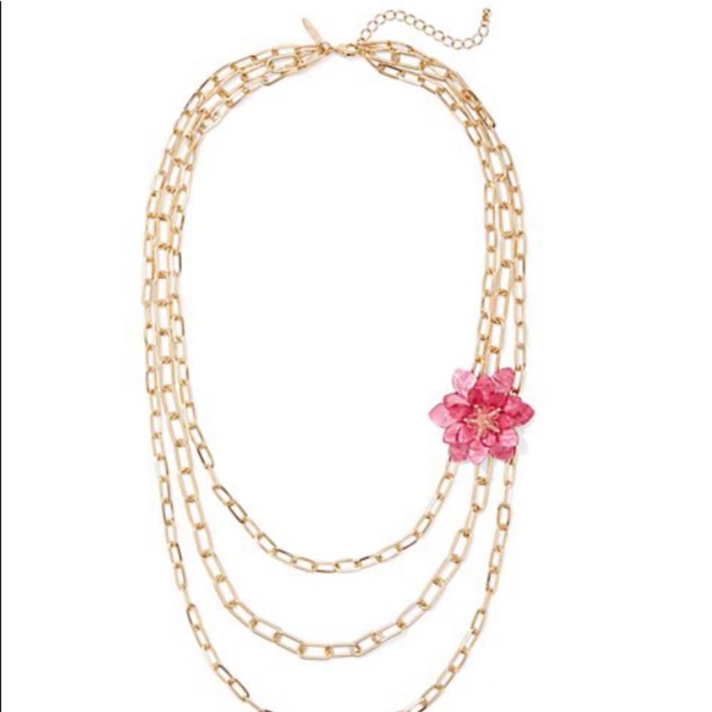 ☀️3 for 24☀️ Gold Necklace with Pink Flower